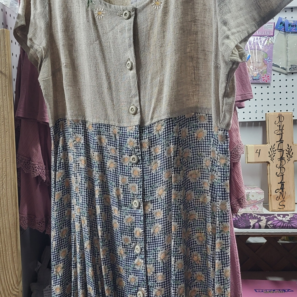 My Michelle Beige and Blue Floral Dress